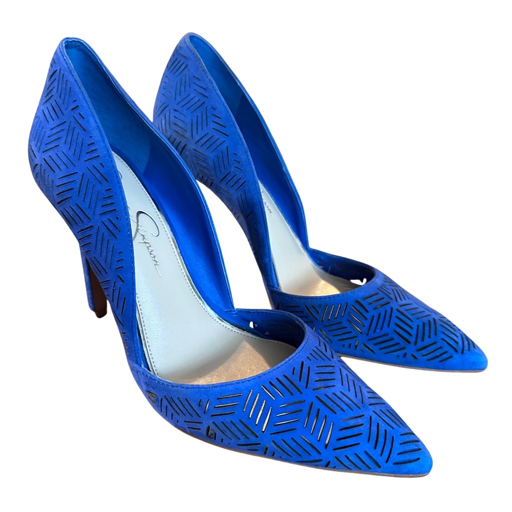 Jessica Simpson Suede Vibrant Blue Cutout Heels